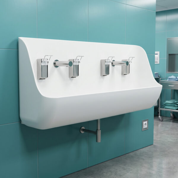 ABRA Double surgical scrub sink, made from Corian solid surface