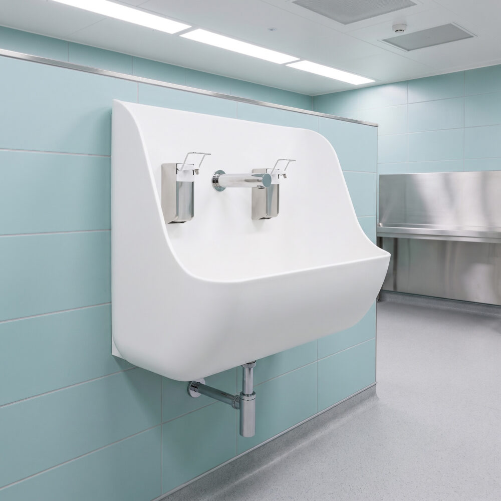 ABRA Single surgical scrub sink, made from Corian solid surface