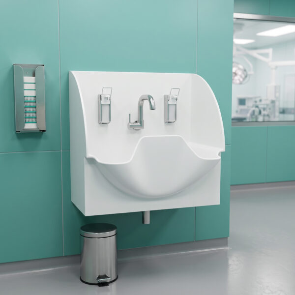 DB Single surgical scrub sink, made from Corian solid surface