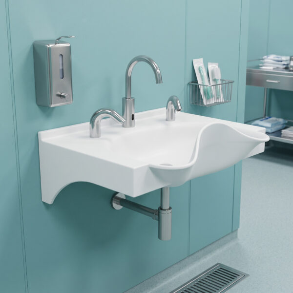 Flow Single surgical scrub sink, made from Corian solid surface