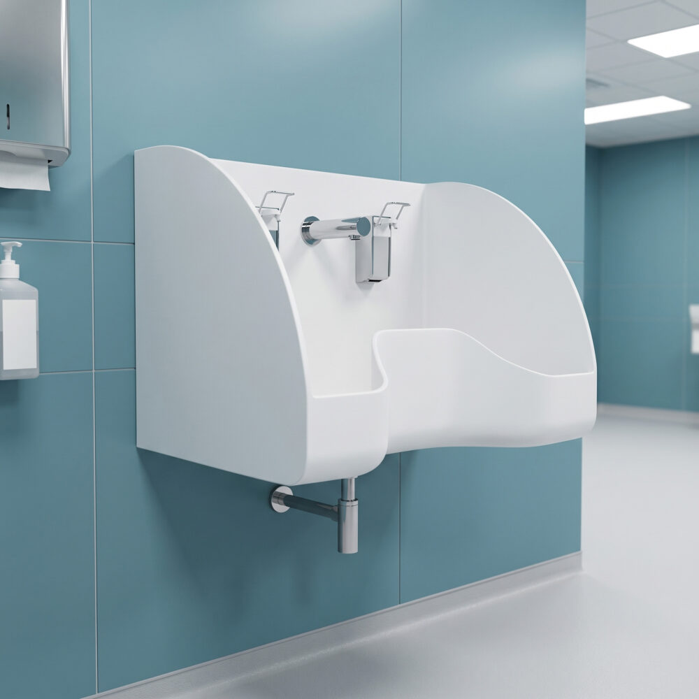 WDO Single surgical scrub sink, made from Corian solid surface